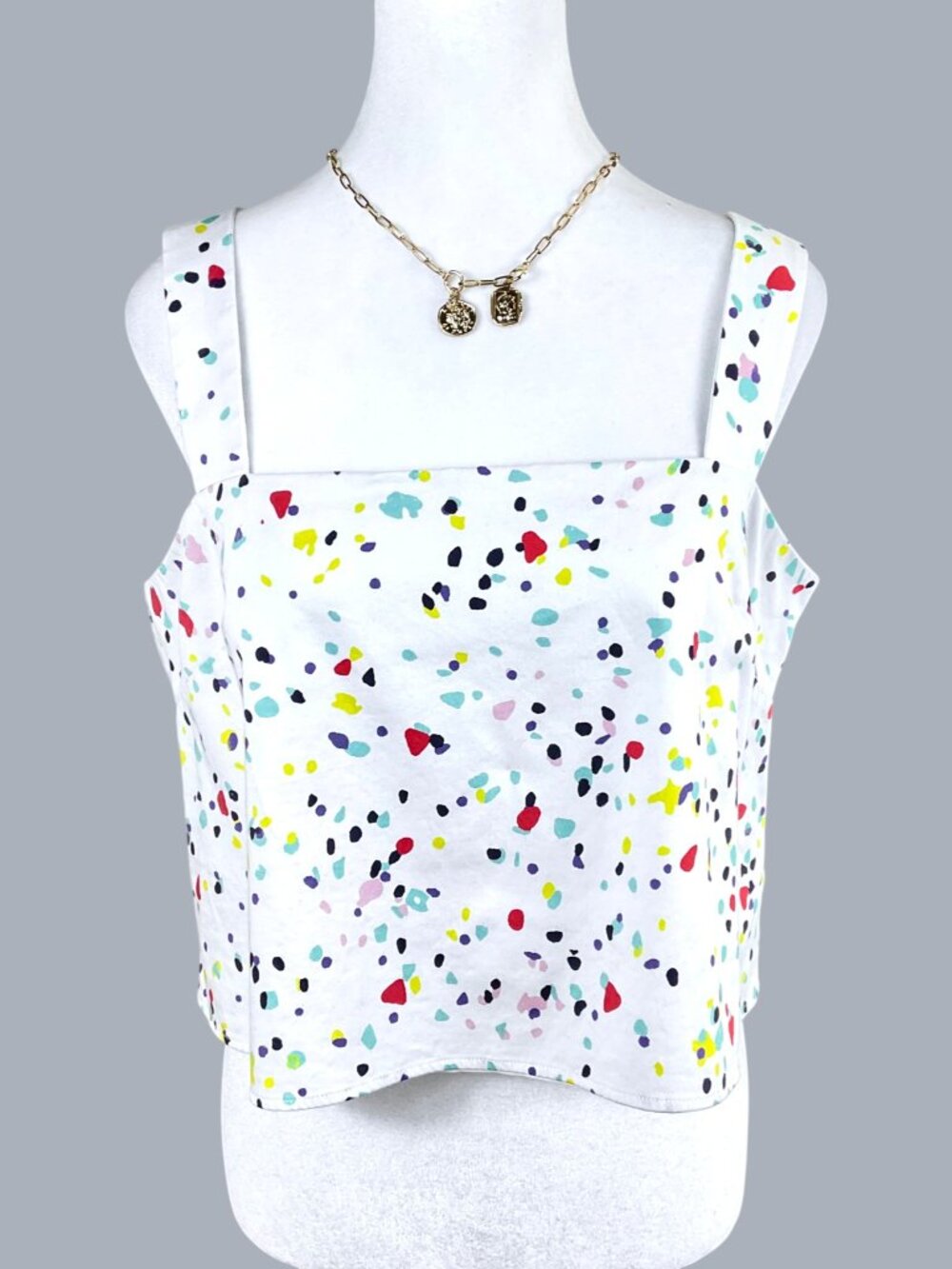 Tuckernuck Crop Top Dots Square Neck White (L)